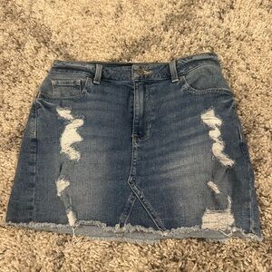 Hollister Denim Distressed Mini Skirt